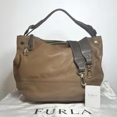Furla 2way leather shoulder bag A4 brown