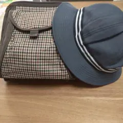 ジャクエツ 千鳥格子柄 通園リュック・帽子