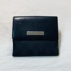 お買い得品　GUCCI きグッチ　二つ折り　折りたたみ　銀ロゴ　財布　キャンバス