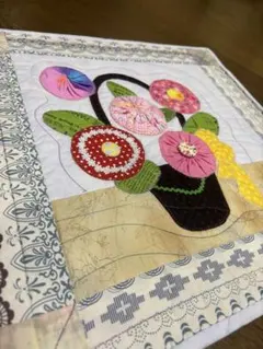 パッチワーク タペストリー 花籠