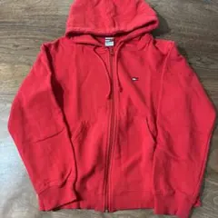 Tommy レッド ジップアップパーカー　M