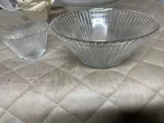 ☆昭和レトロ☆クリア リブデザイン ガラスボウル6枚セット