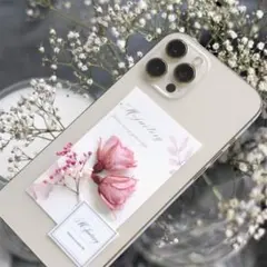 【スマホに挟むブーケセット】モーヴピンク　ミニ薔薇　かすみ草　インナーシート