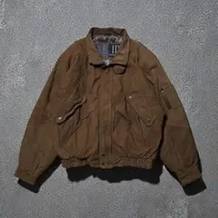 レザーブルゾンA2ボンバージャケット短丈フライトブラウン裏地総柄中綿チンスト