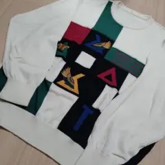 パッチワーク ニットセーター 長袖