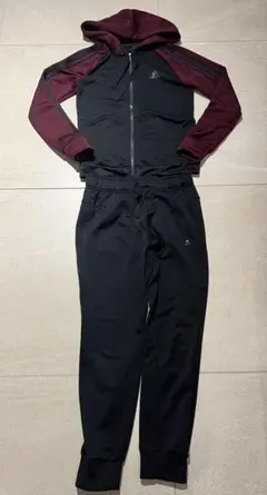 アディダス レディース L ジャージ上下セットW バーガンディ×ブラック