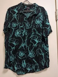 GUESS 半袖シャツ M 黒/青緑 花柄のサムネイル