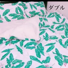 DAILIC ベッドカバーセット ダブル ボタニカル柄 モンステラ・バナナリーフ