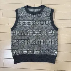 無印良品、ウール100% グレー系ニットベスト Lサイズ