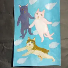 アクリル絵画 猫 風景画 早く遊びにいきたいにゃぁ〜 - メルカリ
