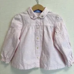 familiar ファミリア薄ピンクチェックシャツ110cm