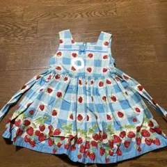 シャーリーテンプル 水色 ワンピース 袖なしワンピース いちご