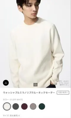 ウォッシャブルミラノリブクルーネックセーター