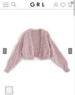 GRL フェザーニットクロップド丈カーディガン　ピンク
