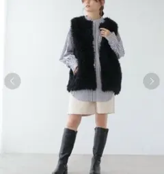 レイガズン　プードルファーベスト　ジレ　羽織り　ミドル　トレンド　綺麗め