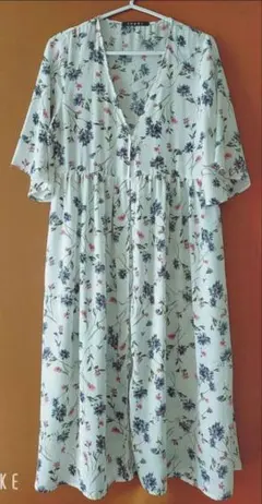 INGNI 花柄 Vネック 半袖 ワンピース ロング丈