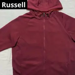 ●ラッセル●フルジップパーカー ボルドー系 ジャージ XL 赤系 サーマル