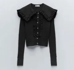 ZARAザラ フリルカラー オープンニット カーディガン