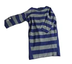 星 ボーダーワンピース グレー×ブルー ネイビー ニット スター