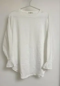 スタディオクリップホワイト 長袖 Tシャツ フリル袖