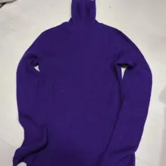 ウール100% パープル 長袖セーター