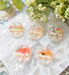 タルトケーキのビーズ☆5個 v67 タルト/ケーキ/みかん/イチゴ/フルーツ