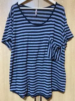 ボーダー Tシャツ トップス ピーチジョン L チャコールグレーのサムネイル