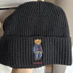 Polo Ralph Lauren ブラックニット帽 ポロベア
