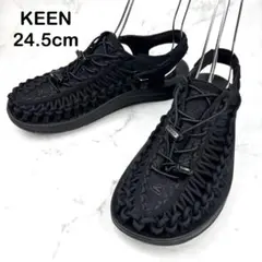 【超美品】KEEN ユニーク サンダル 24.5 ブラック スリッポン あみあみ