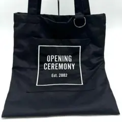 オープニングセレモニー キャンバス トートバッグ ブラック ロゴ刺繍 美品