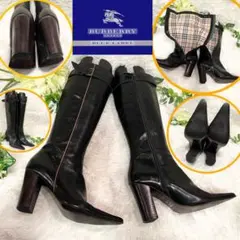 匿名発送❤️BURBERRY ノバチェック 23cm ロングブーツ ブラックのサムネイル