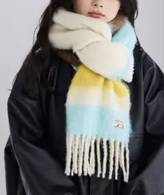 【新品】ペニーズ 別注 THE FOX ロゴタグ ボリューム ボーダーマフラー