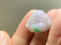 RS11-95春彩糯種薄ピンクラベンダー本翡翠ヒスミャンマー産ペンダント 弥勒仏