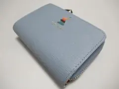 ポールスミス 新品訳あり！キーケース付き牛革コンパクト折り財布 サックスブルー