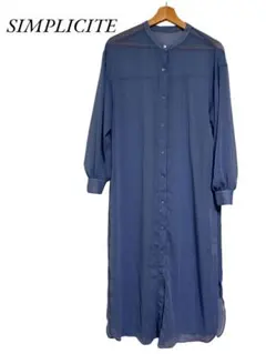 SIMPLICITEシンプリシティ　ロングワンピース　シースルー　ブルー