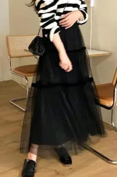 ✨美品＊N'sエヌドットエス　チュールスカート　ドット柄　ブラック　フリーサイズ