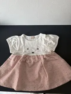 petit main ウサギプリント 半袖ワンピース 2歳用