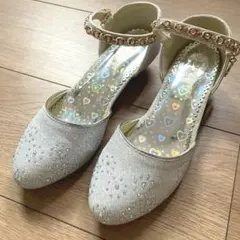 シルバー ビジュー付き フォーマルシューズ　　ピアノ発表会