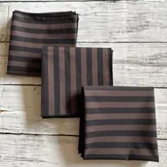 ハンドメイド　ランチクロス　ランチョンマット　茶色　ストライプ　シンプル　3点