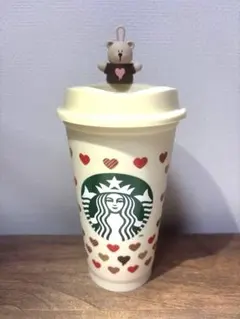 新品 スタバ バレンタイン2025ステンレスボトル　リユーザブルカップ+ ベア 猫好き必見！スタバのバレンタイン限定「ベアリスタキャップ