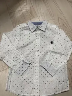 Petit Bateau ホワイト ドット柄 長袖シャツ
