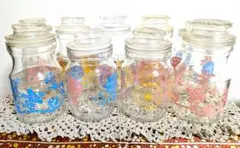 昭和レトロ　ガラスキャニスター(3個セット)昭和レトロポップ　アンティーク雑貨