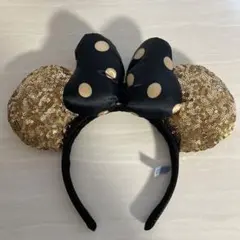 ミニーマウス耳カチューシャ（黒・金）