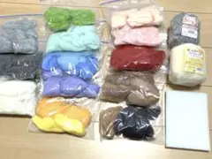 羊毛フェルト 多色セット　ニードルわたわた　フェルト用マット　ダイソー
