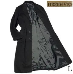 【monte viso】ウール マキシ丈比翼チェスターコート 金タグ ブラックL