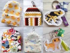 ハンドメイド　リュック型ポーチ　海の生き物　柴犬　アヒル　刺繍　カエル　レオパ