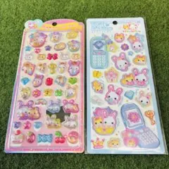 フワフワらびちゃん うるちゅるポップシール　平成はっぴーフォン　2点セット