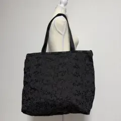 LeSportsac レスポートサック 黒 刺繍トートバッグ 軽量 A4可