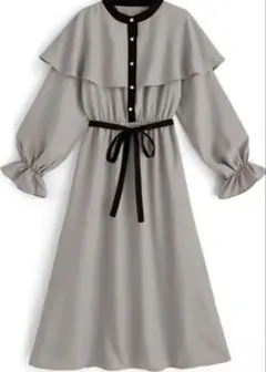 フリル付きグレーワンピース　GRL Lサイズ