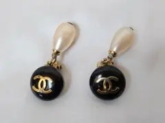 CHANEL シャネル ココマーク フェイクパール イヤリング ブラック